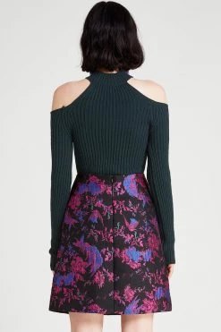 STORETS Amber Jacquard Floral Skrit-Black