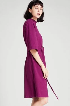 STORETS SALE Ellen Choker Neck Belted Dress