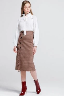 STORETS SALE Jennet Frayed Midi Skirt CLOTHING