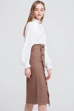 STORETS SALE Jennet Frayed Midi Skirt CLOTHING