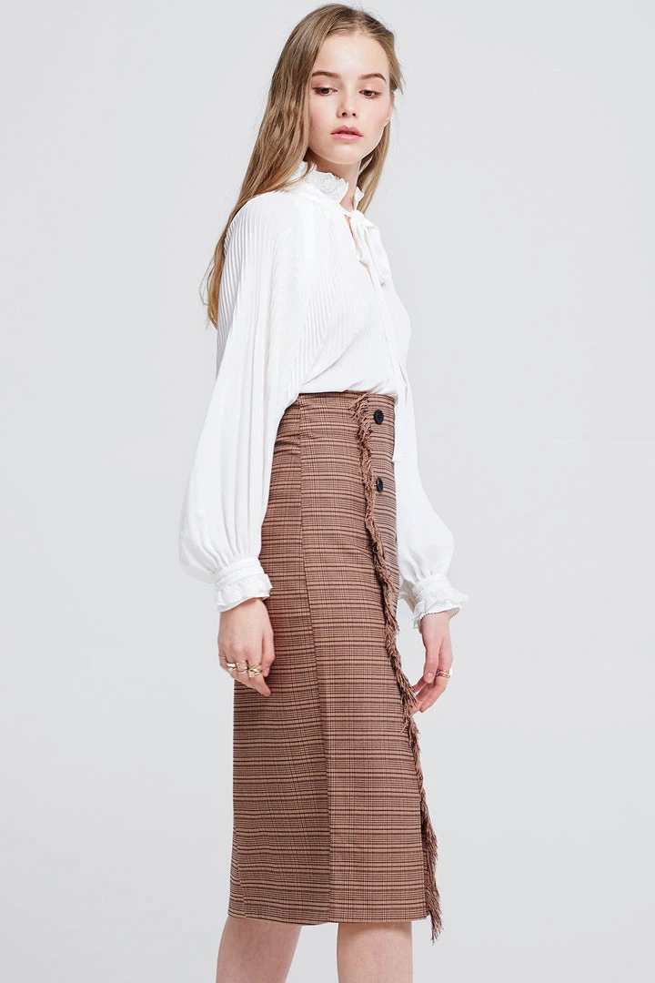 STORETS SALE Jennet Frayed Midi Skirt CLOTHING