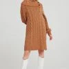STORETS Mila Folded Collar Cable Knit Dress CLOTHING