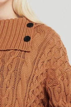 STORETS Mila Folded Collar Cable Knit Dress CLOTHING