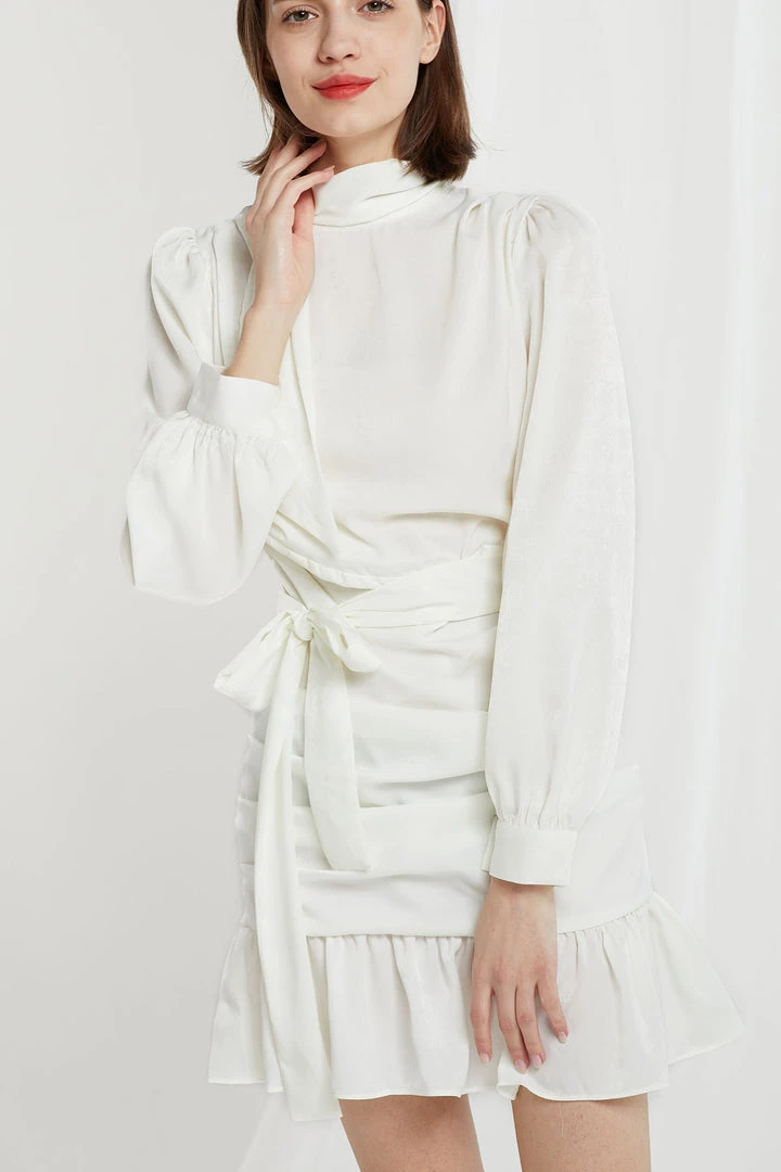 STORETS CLOTHING Rilynn Tie Collar Drape Dress