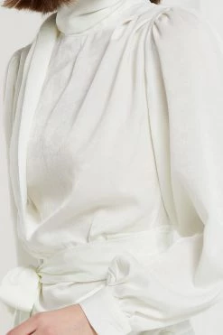 STORETS CLOTHING Rilynn Tie Collar Drape Dress