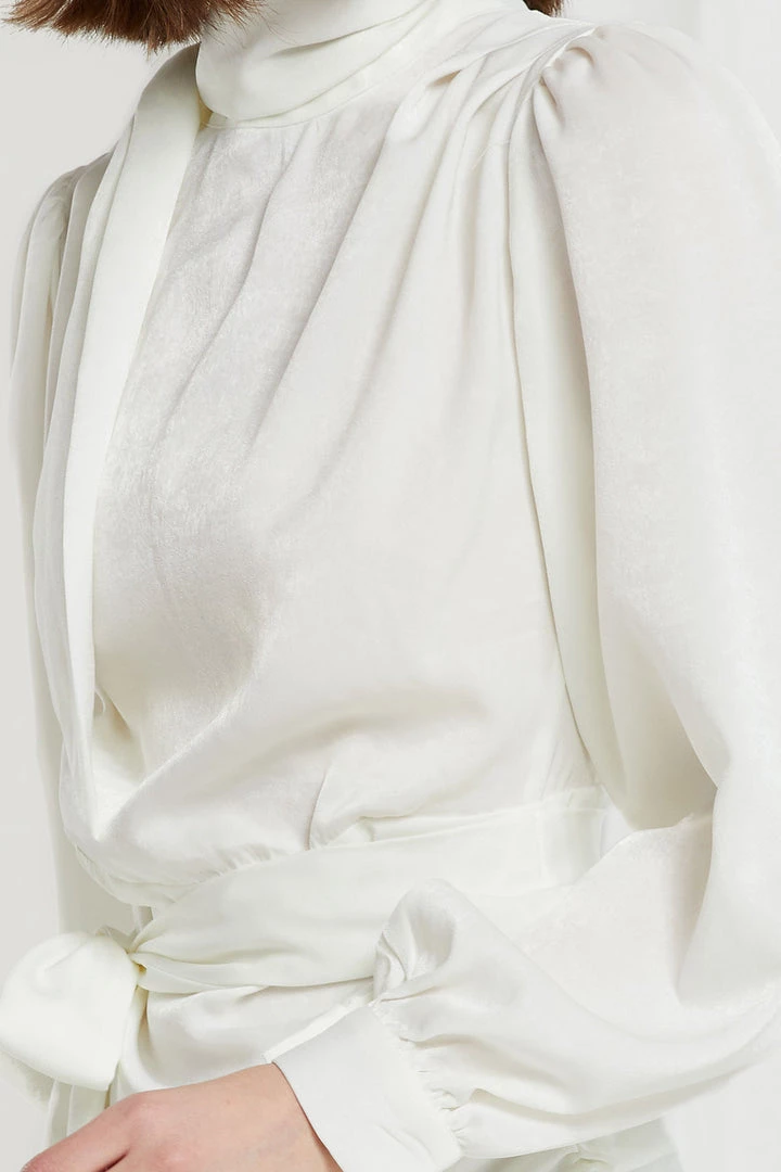 STORETS CLOTHING Rilynn Tie Collar Drape Dress