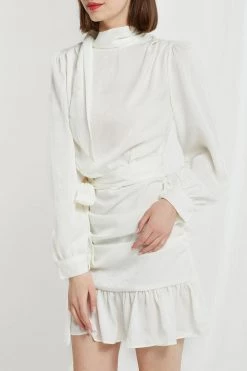 STORETS CLOTHING Rilynn Tie Collar Drape Dress