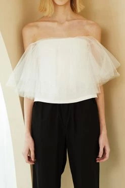STORETS CLOTHING Bell Tulle Off-the-Shoulder Top