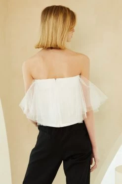 STORETS CLOTHING Bell Tulle Off-the-Shoulder Top