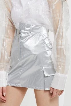 STORETS CLOTHING Kana Crinkle Metallic Skirt