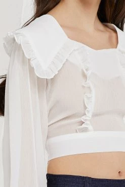 STORETS SALE Echo Puritan Collar Crop Blouse CLOTHING