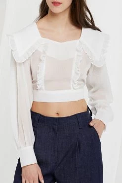 STORETS SALE Echo Puritan Collar Crop Blouse CLOTHING