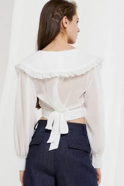 STORETS SALE Echo Puritan Collar Crop Blouse CLOTHING