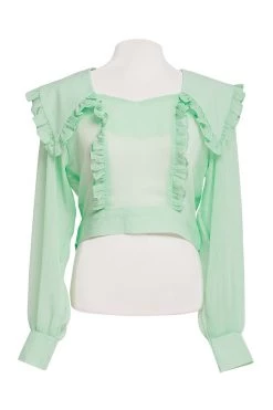 STORETS SALE Echo Puritan Collar Crop Blouse CLOTHING