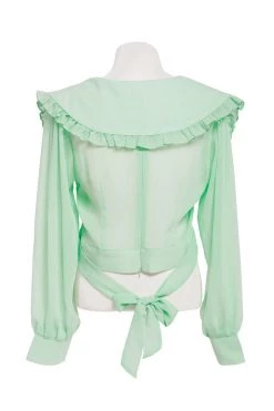 STORETS SALE Echo Puritan Collar Crop Blouse CLOTHING