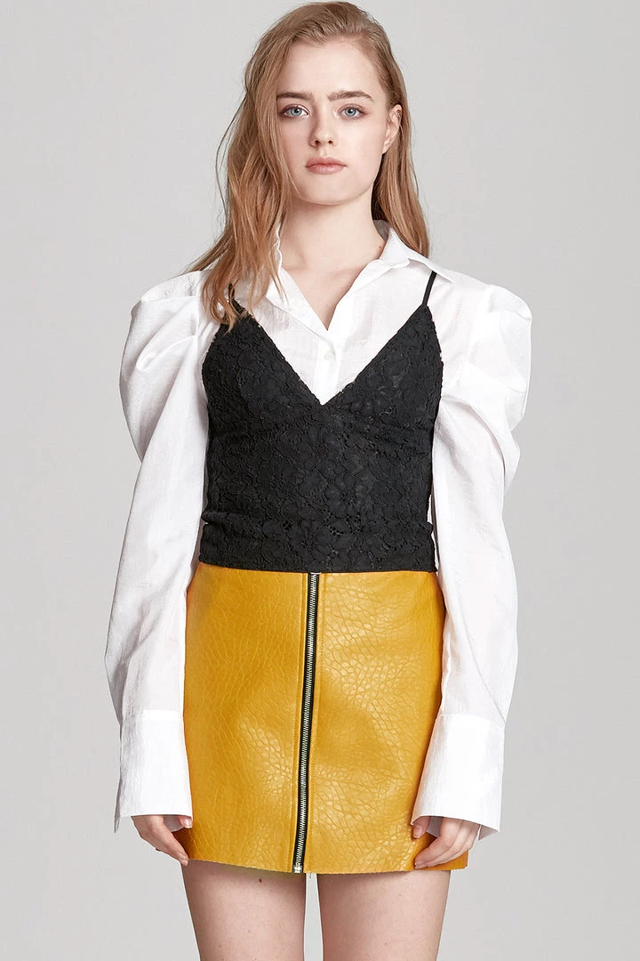 STORETS SALE Sadie Textured Leather Zip Skirt CLOTHING