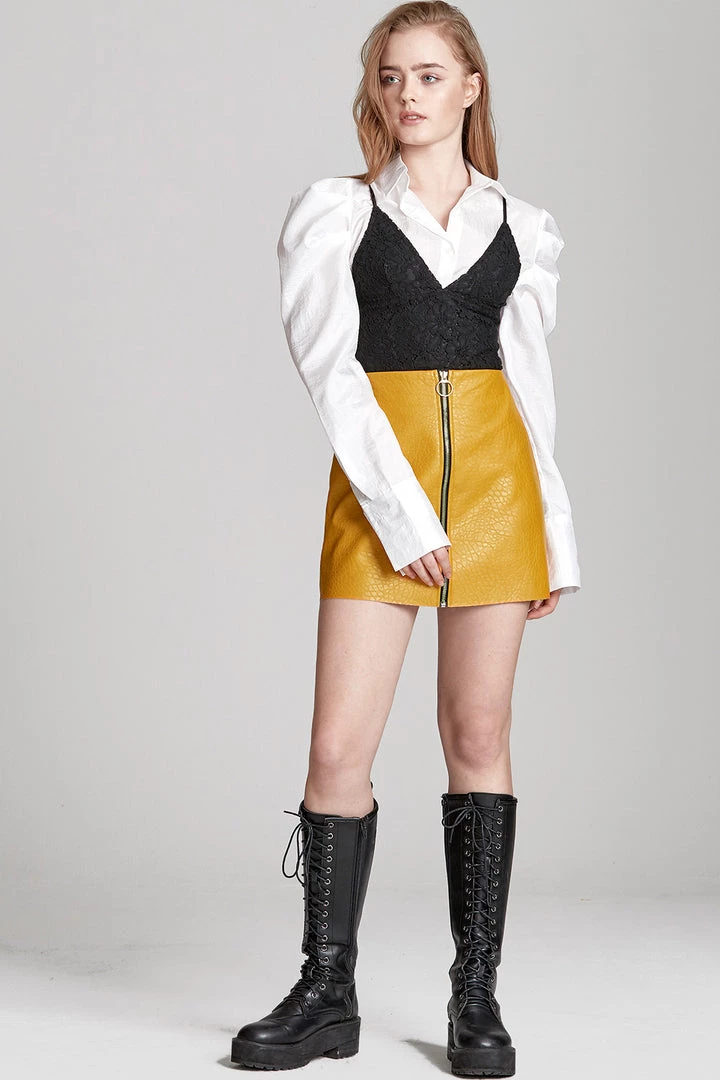 STORETS SALE Sadie Textured Leather Zip Skirt CLOTHING