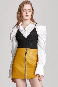 STORETS SALE Sadie Textured Leather Zip Skirt CLOTHING