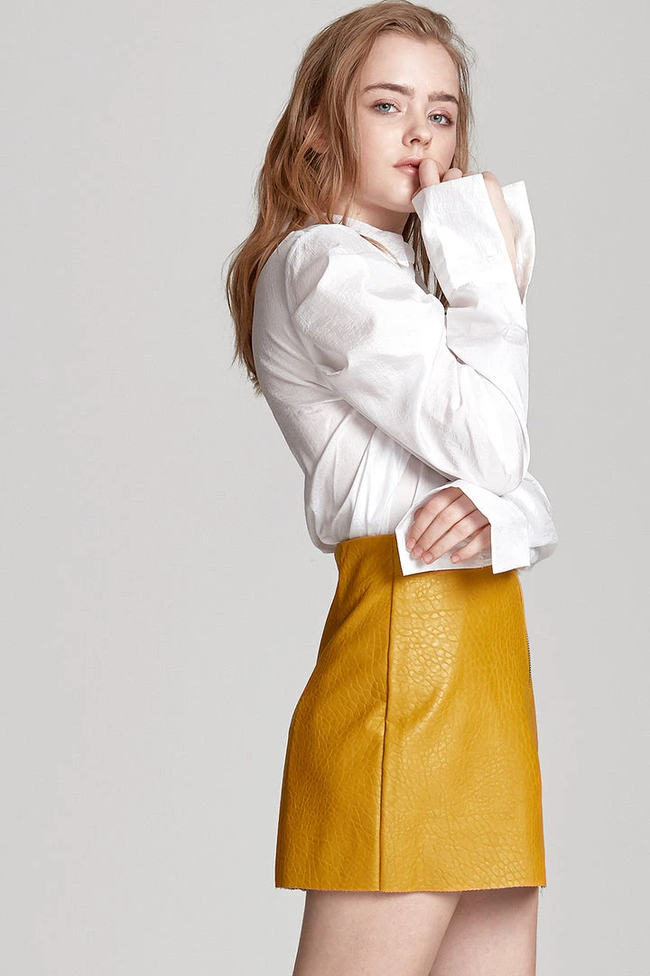 STORETS SALE Sadie Textured Leather Zip Skirt CLOTHING