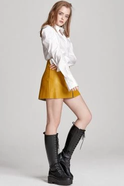 STORETS SALE Sadie Textured Leather Zip Skirt CLOTHING