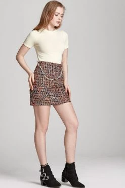 STORETS CLOTHING Camila Chain Belted Tweed Skirt