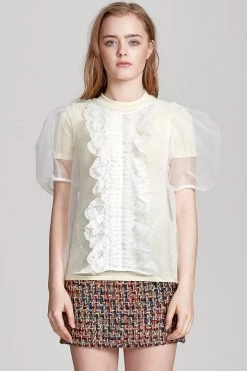 STORETS SALE CLOTHING Sally Sheer Ruffle Bow Blouse