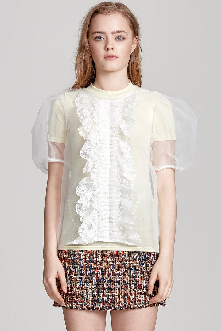 STORETS SALE CLOTHING Sally Sheer Ruffle Bow Blouse