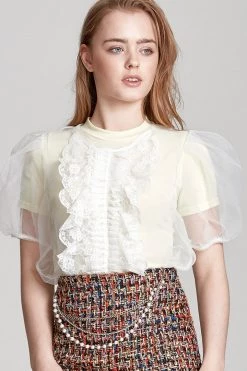 STORETS SALE CLOTHING Sally Sheer Ruffle Bow Blouse