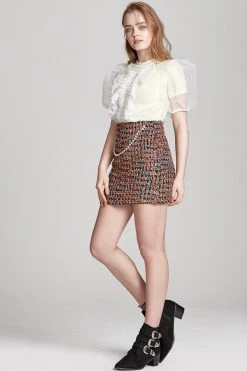 STORETS CLOTHING Camila Chain Belted Tweed Skirt