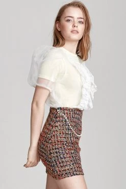 STORETS SALE CLOTHING Sally Sheer Ruffle Bow Blouse