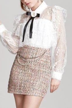 STORETS CLOTHING Camila Chain Belted Tweed Skirt