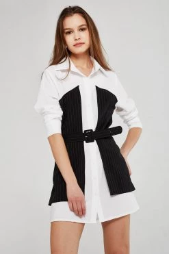 STORETS Olivia Pinstripe Block Shirt Dress