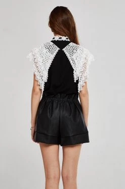 STORETS Audrey Contrast Lace Cape Blouse CLOTHING
