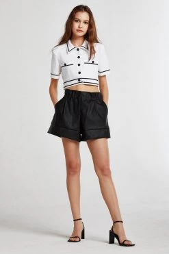 STORETS Brooklyn Contrast Trim Cropped Shirt CLOTHING