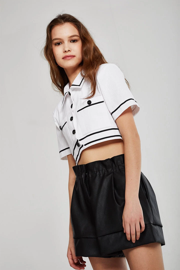 STORETS Brooklyn Contrast Trim Cropped Shirt CLOTHING