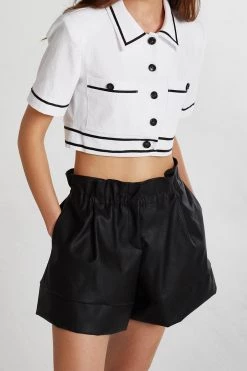 STORETS Brooklyn Contrast Trim Cropped Shirt CLOTHING