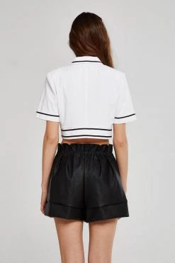 STORETS Brooklyn Contrast Trim Cropped Shirt CLOTHING