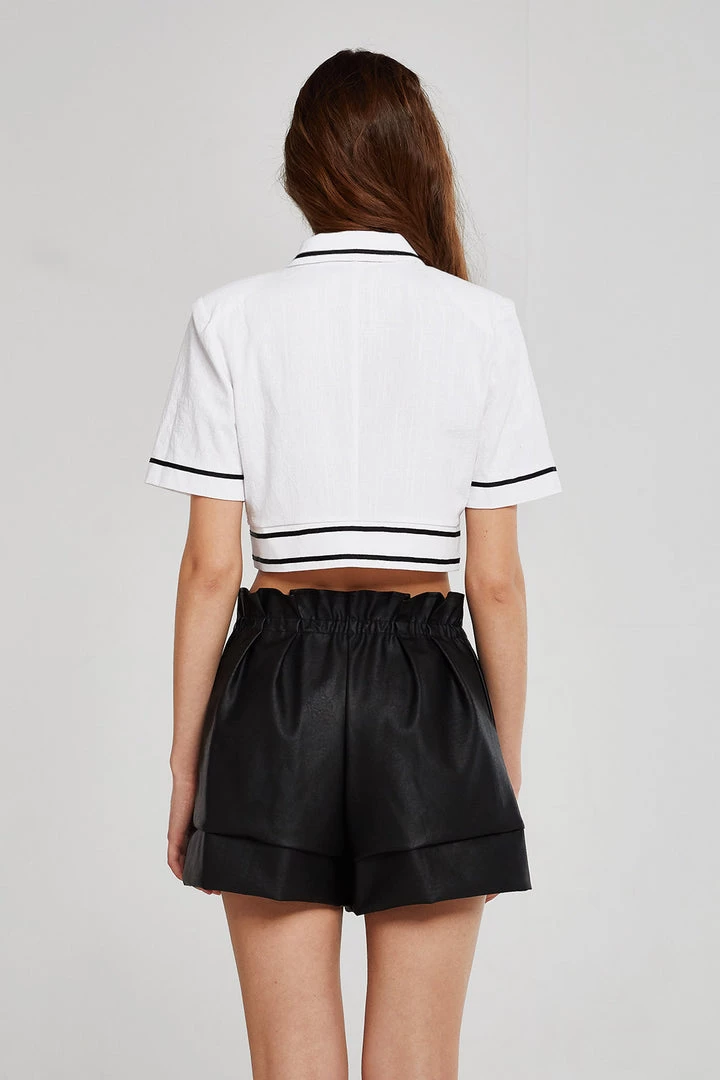 STORETS Brooklyn Contrast Trim Cropped Shirt CLOTHING