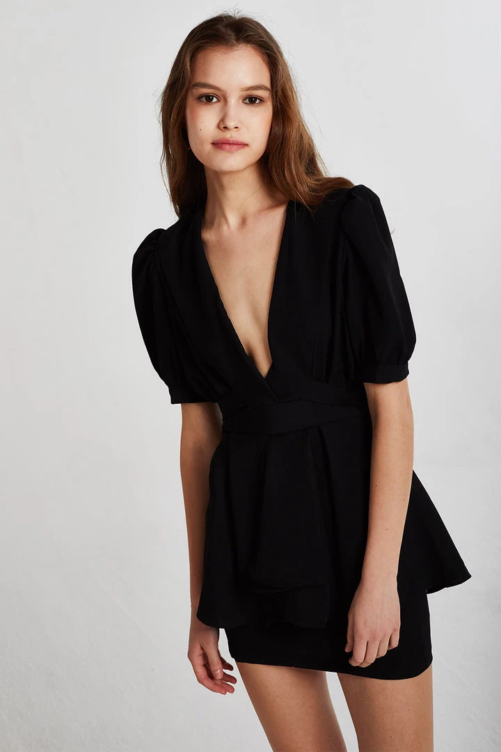 STORETS CLOTHING Harper Plunge Peplum Romper