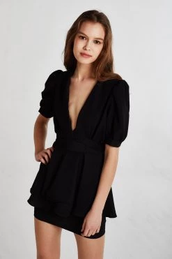 STORETS CLOTHING Harper Plunge Peplum Romper