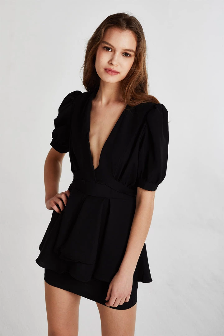 STORETS CLOTHING Harper Plunge Peplum Romper