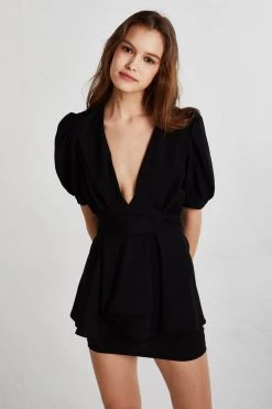 STORETS CLOTHING Harper Plunge Peplum Romper