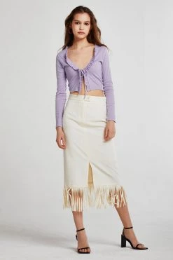 STORETS Luna Ruffle Trim Cropped Cardigan