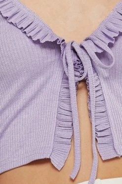 STORETS Luna Ruffle Trim Cropped Cardigan