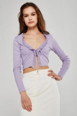 STORETS Luna Ruffle Trim Cropped Cardigan