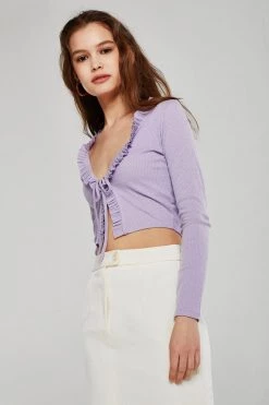 STORETS Luna Ruffle Trim Cropped Cardigan