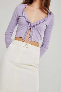 STORETS Luna Ruffle Trim Cropped Cardigan