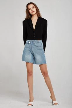 STORETS Bailey Wrap Effect Denim Shorts CLOTHING
