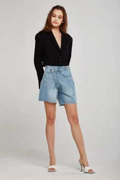 STORETS Bailey Wrap Effect Denim Shorts CLOTHING