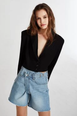 STORETS Bailey Wrap Effect Denim Shorts CLOTHING